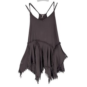 Free People Intimately TATTERED UP Shred Slip Dress Sz S/M Brown Flowy Boho